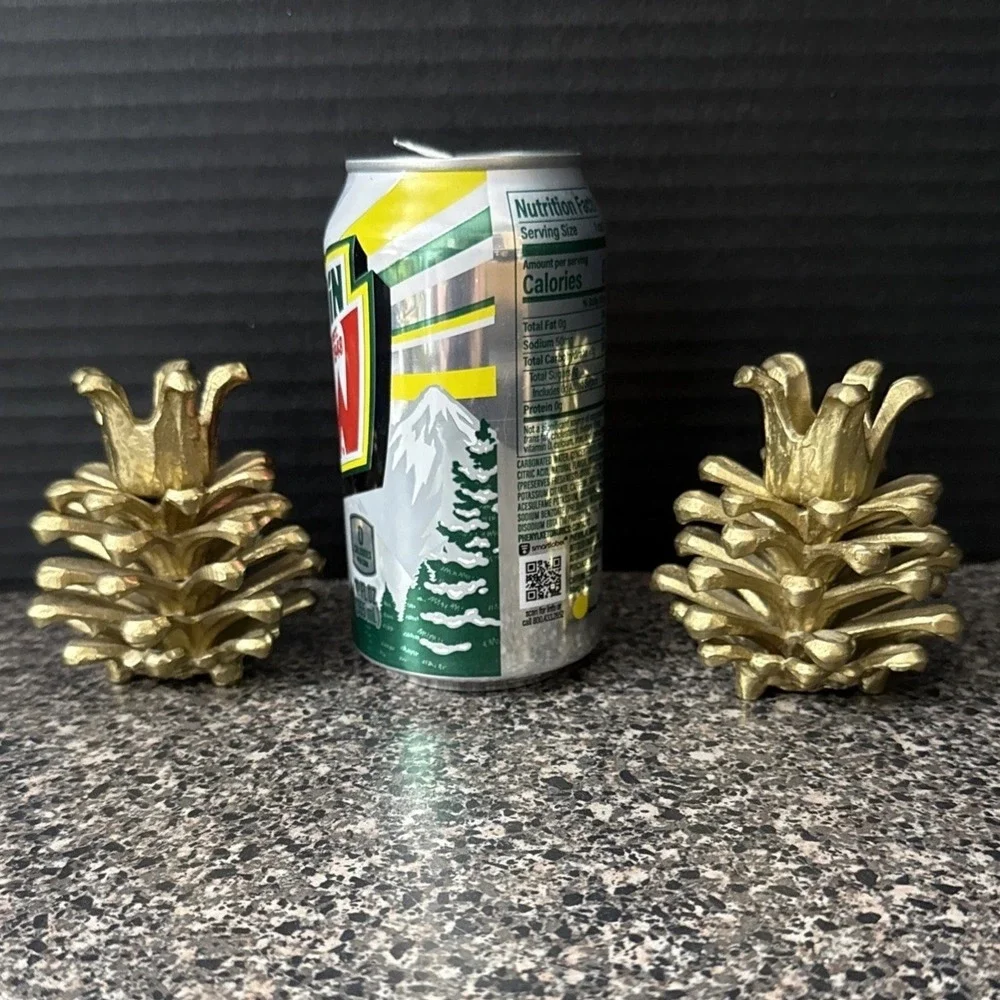Vintage‎ Brass Pine Cone Candle Holders Set Of 2 Korea Rustic MCM Heavy